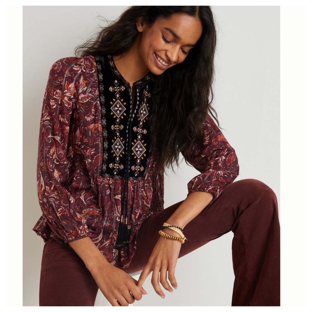 NWT Anthropologie Glenda Lace Embroidered Blouse XS